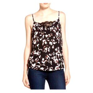 NWT Chelsea28 Cami Camisole Tank Top Womens Large Black Pink Floral Lace NEW